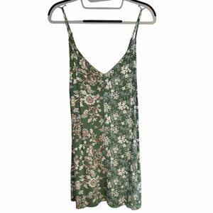Slip Dress Tank Green Floral Juniors Sz L Boho Cottagecore Whimsical Whimsigoth